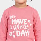 Girls Pink Crew Neck Graphic Print Sweatshirt, Pink, small