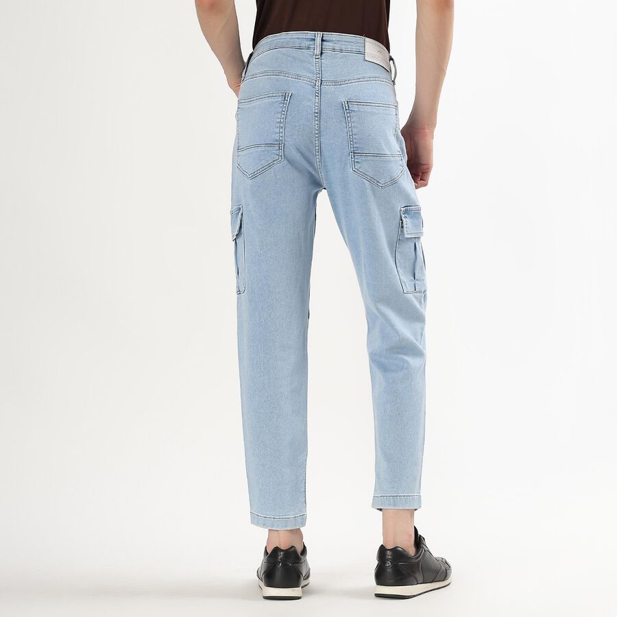 Men's Light Blue Straight Fit Cargo Jeans, Light Blue, large image number null