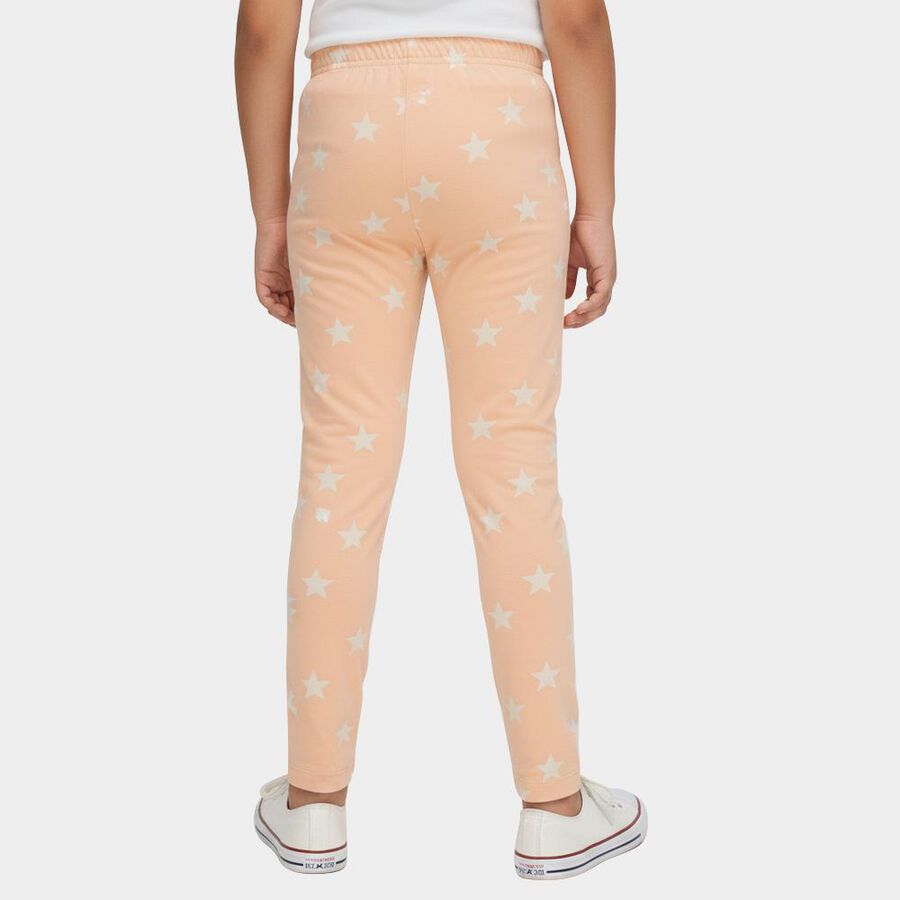 Girls Pink Regular Fit Star Printed Pyjama, Pink, large