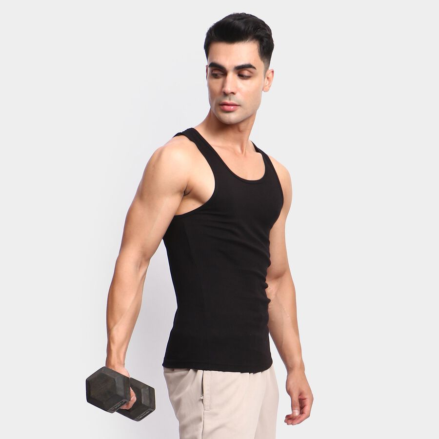 Men's 100% Cotton Gym T-Shirt, काला, large image number null