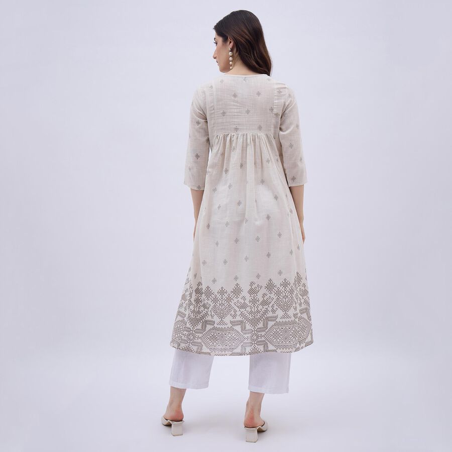 Ladies' 100% Cotton Kurta, Off White, large image number null