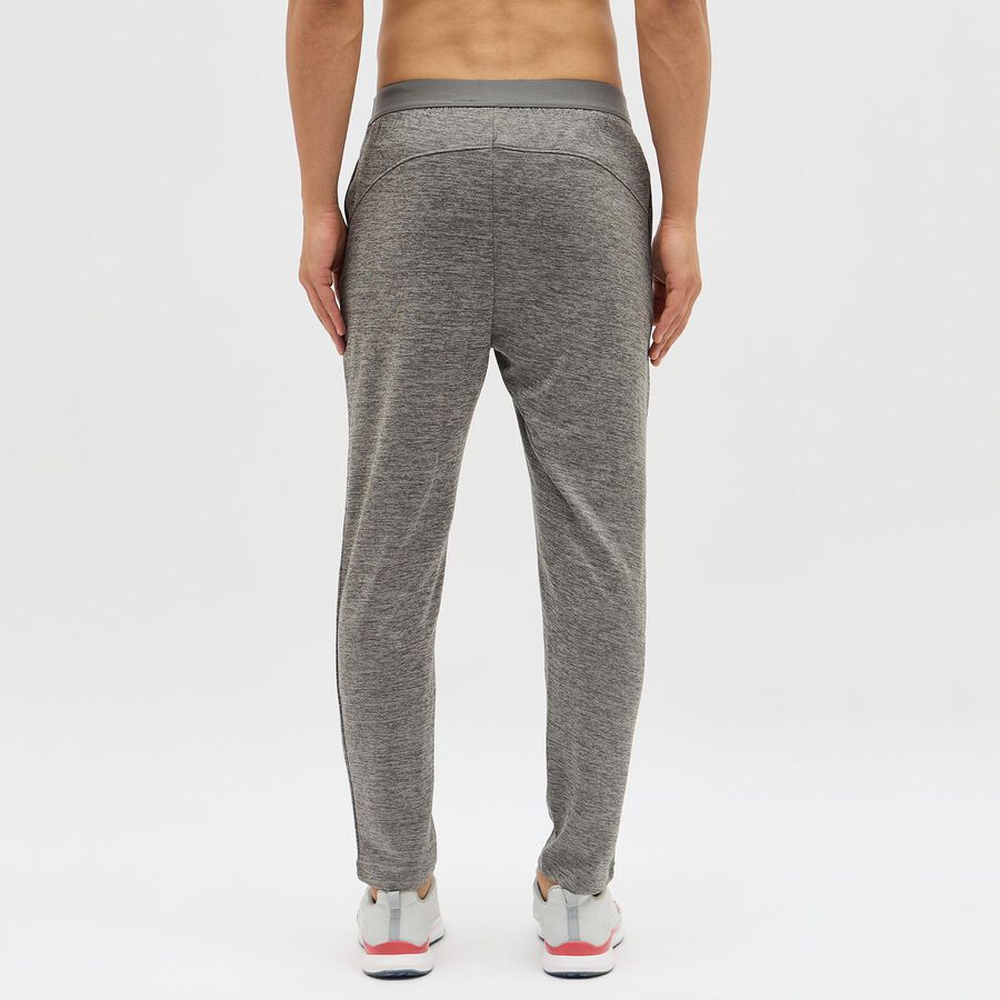 Men's Muted Ash Grey Slim Fit Logo Detail Track Pants, Dark Grey, large image number null