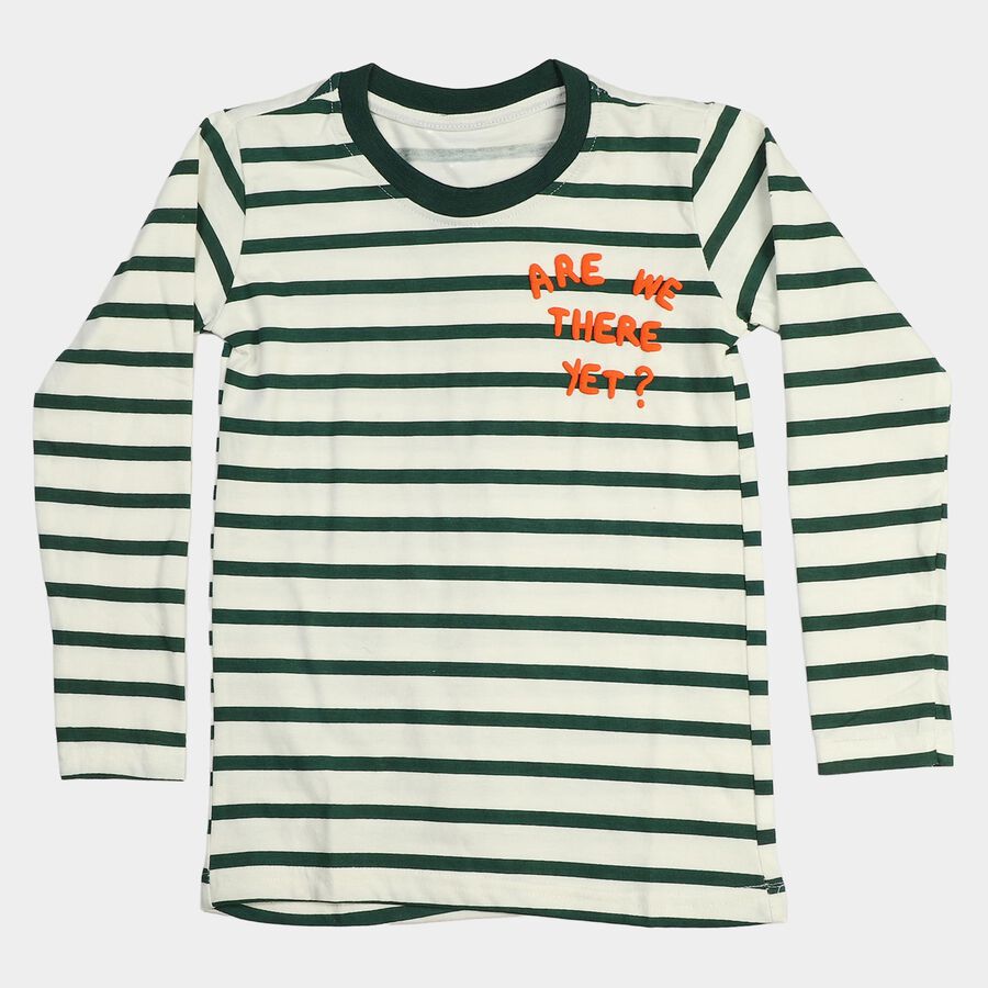 Boys Green Crew Neck Regular Boys T-Shirt, गहरा हरा, large