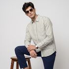 Men Grey 100% Cotton Long Sleeves Collared Shirt, हल्का ग्रे, small