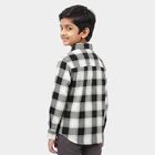 Boys' Black Cotton Checked Regular Fit Shirt, Black, small