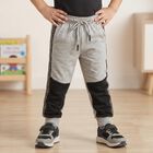 Boys' Grey Cotton Blend Colorblocked Jogger Pyjama, Melange Light Grey, small