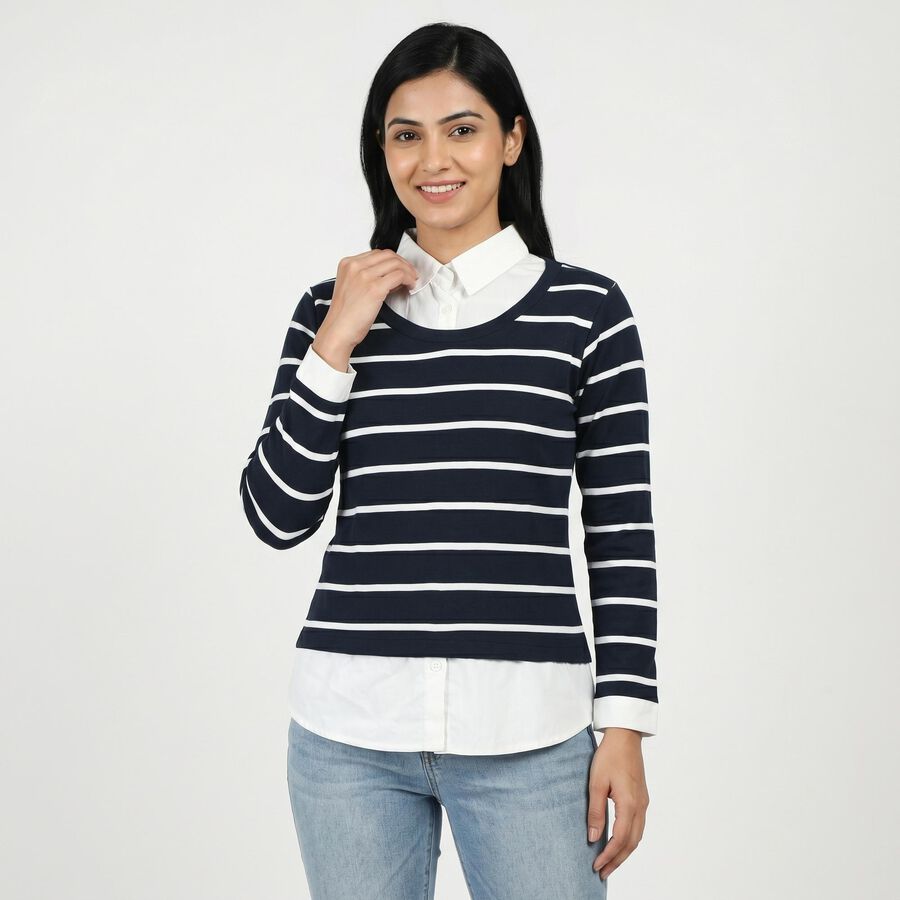 Women's Navy Blue Top, Navy Blue, large