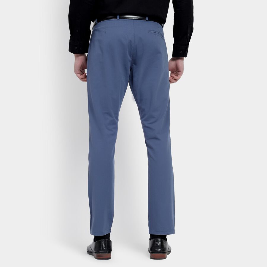 Men's 100% Cotton Slim Fit Casual Trousers , Dark Blue, large image number null