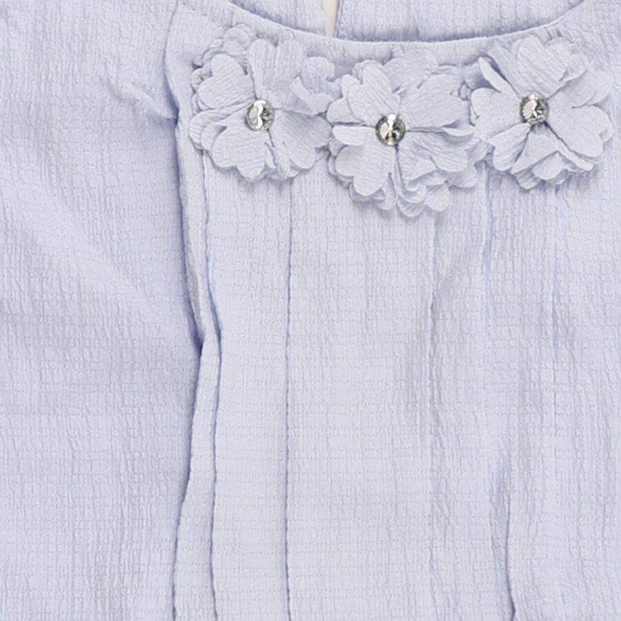 Girls Light Powder Blue Round Neck Casual T-Shirt, Light Blue, large image number null