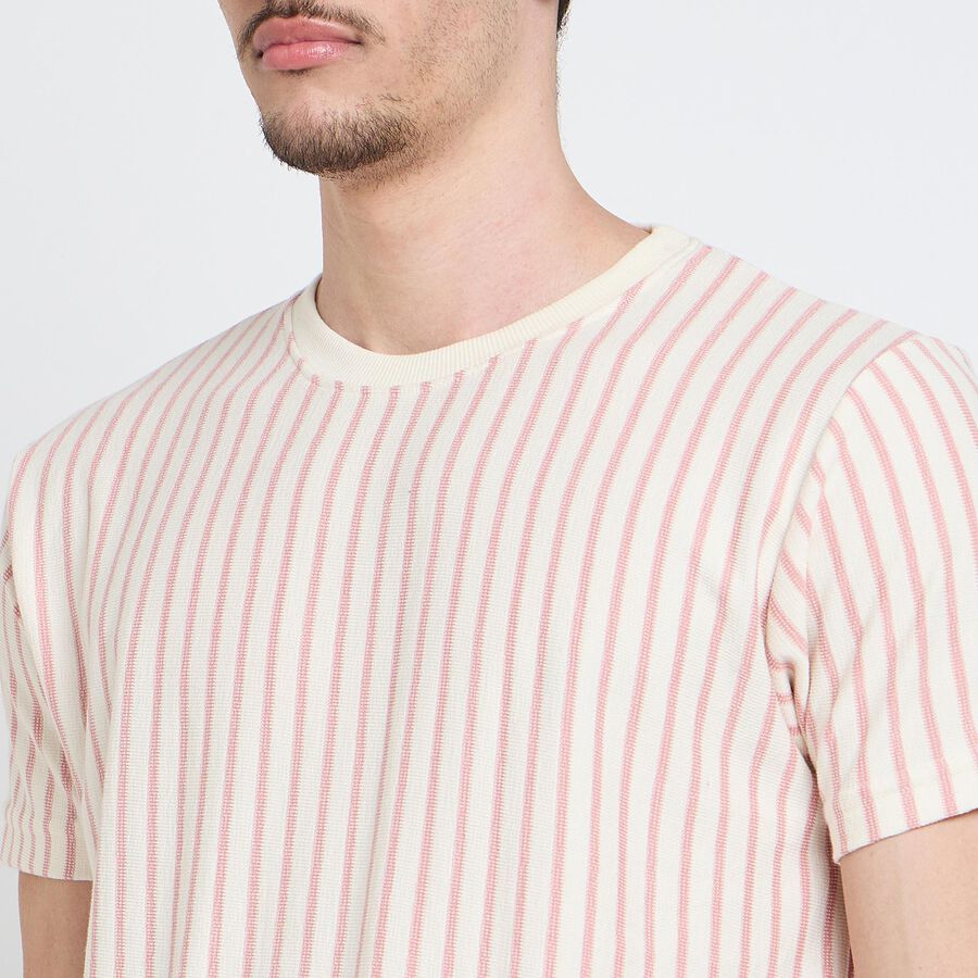 Men's Round Neck Half Sleeves T-Shirt, Light Pink, large