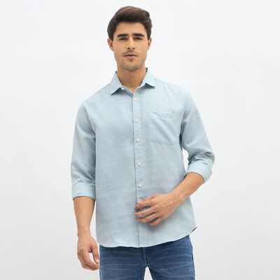 Men's Light Powder Blue Slim Fit Classic Casual Shirt
