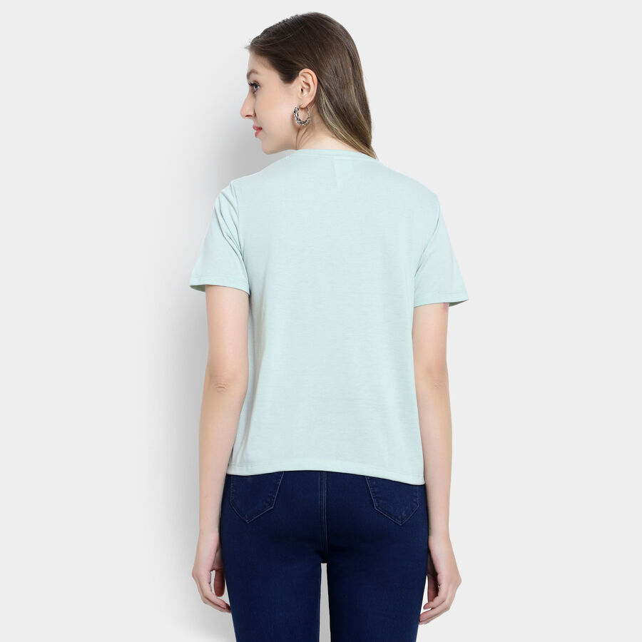 Embellished Round Neck T-Shirt, Light Green, large image number null