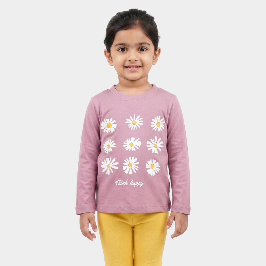 Girls Purple Round Neck Regular Top, Purple, large