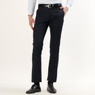 Men's Deep Midnight Navy Slim Fit Flat-Front Formal Trousers, Navy Blue, small