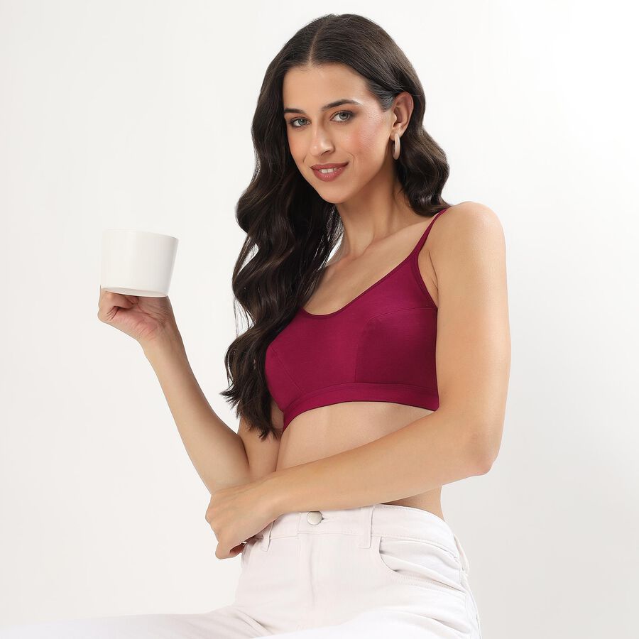 Women's Deep Magenta Wire-Free Casual Bra, Wine, large