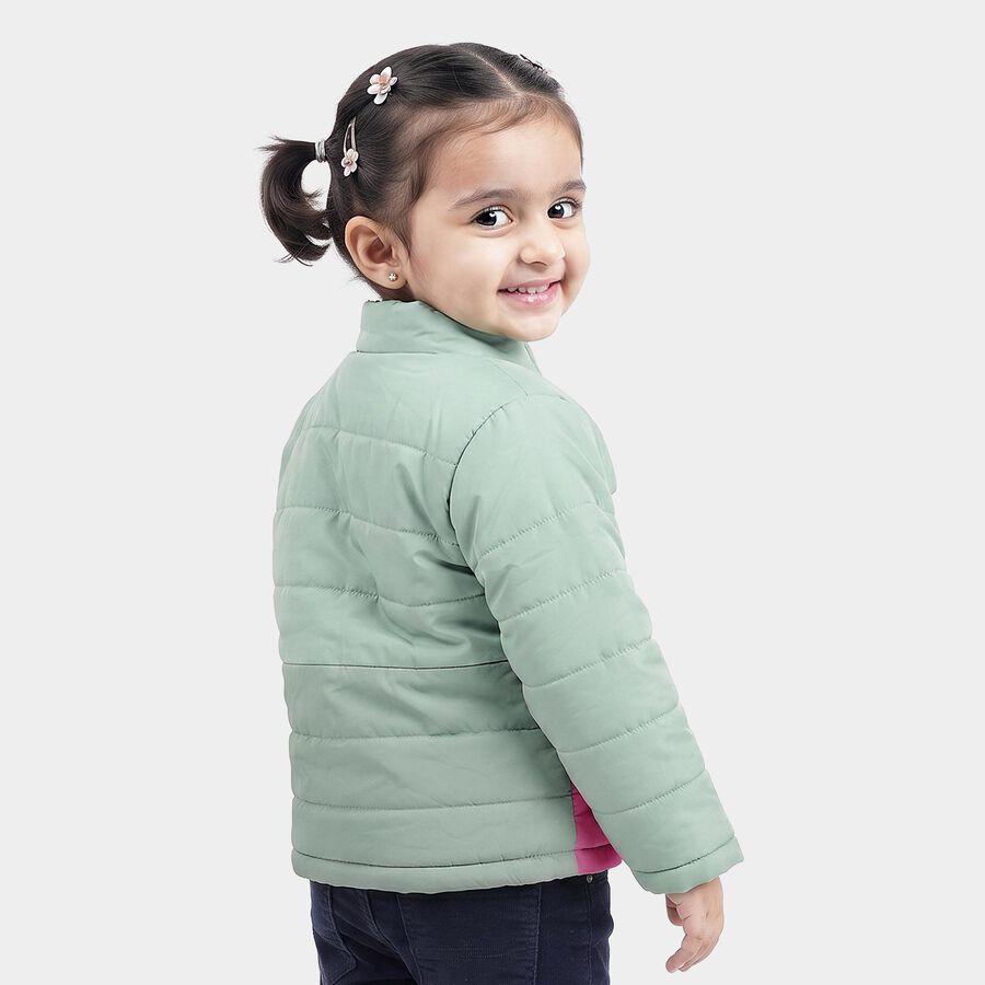 Infants Mint Green Stand Collar Puffer Jacket, Light Green, large