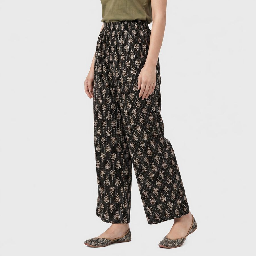 Women's Dark Grey Regular Fit Printed Palazzos, Dark Grey, large