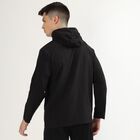 Men's Jet Black Hooded Athleisure Jacket, Black, small image number null