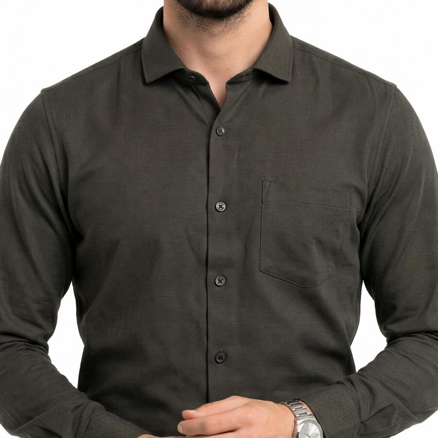 Men's Dark Green Formal Shirt, Dark Green, large