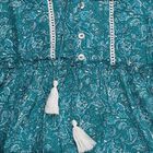 Girls' Bright Floral Sleeveless Casual Dress, टील ब्लू, small