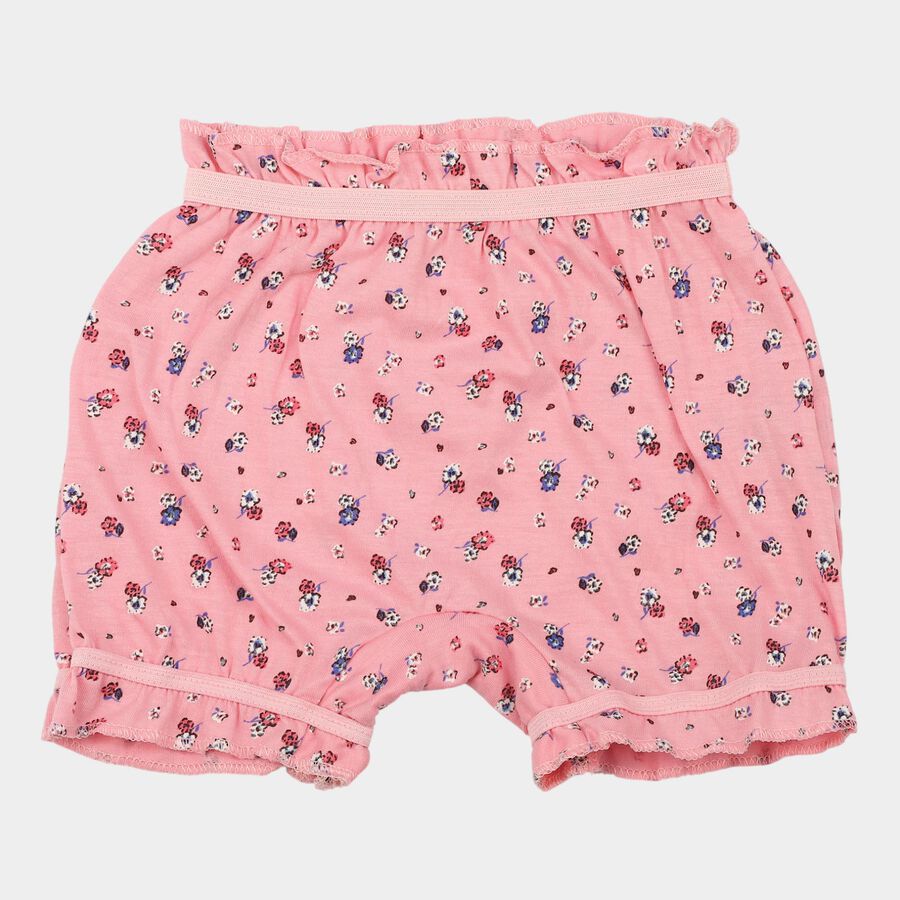 Girls Pink Regular Fit Floral Bloomer Shorts, हल्का गुलाबी, large