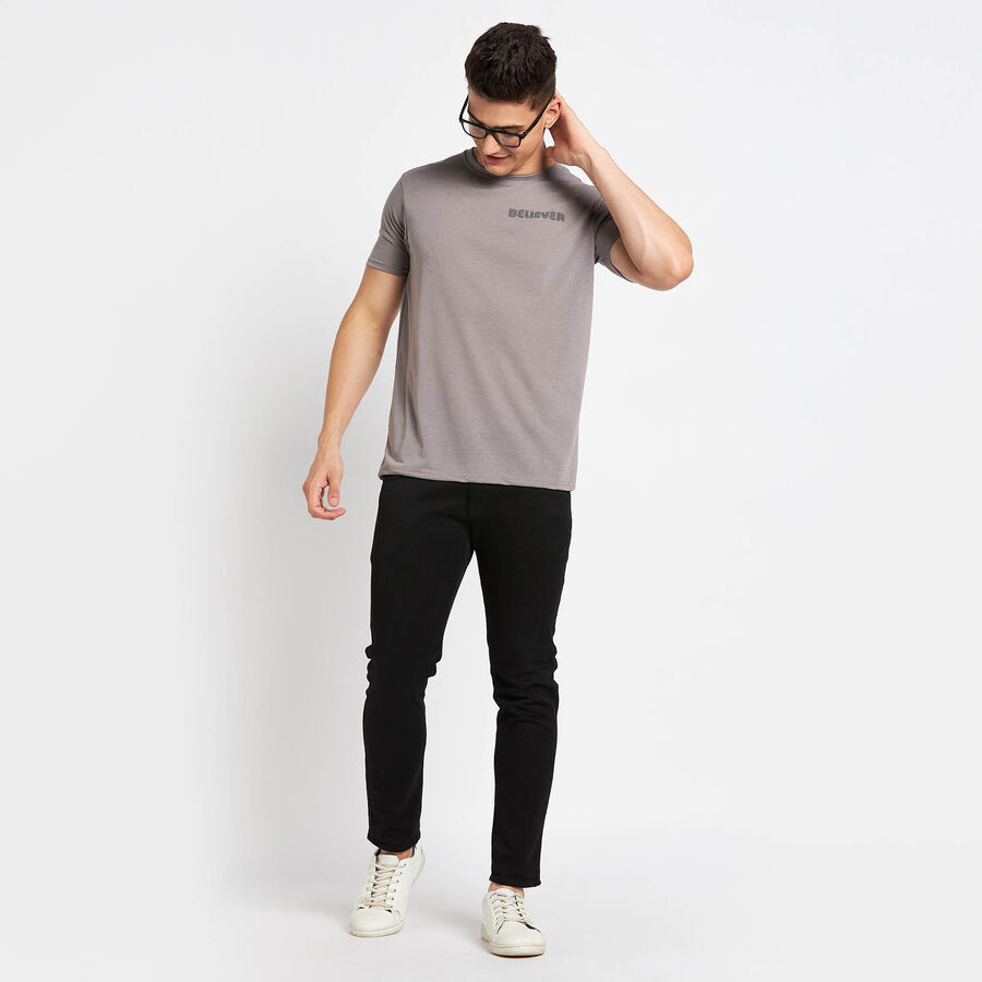 Round Neck T- Shirt, गहरा ग्रे, large image number null