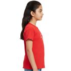 Girls' Fuchsia Cotton Blend Crew Neck Graphic T-Shirt, रानी (फ्यूशिया), small