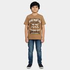 Boys Brown Round Neck Casual Boys T-Shirt, भूरा, small