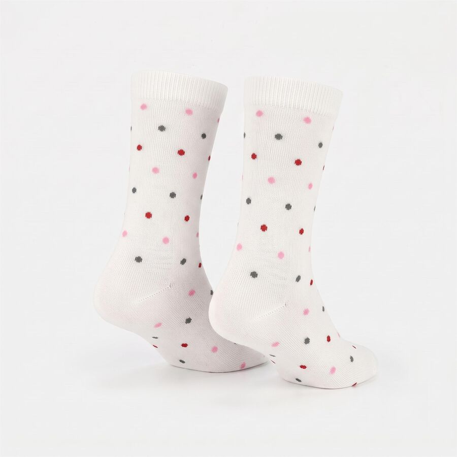 Women's White Regular Fit Polka Dot Pack of 1 Socks, सफ़ेद, large