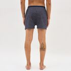 Men's Dark Navy Relaxed Fit Striped Cotton Boxers, Navy Blue, small image number null