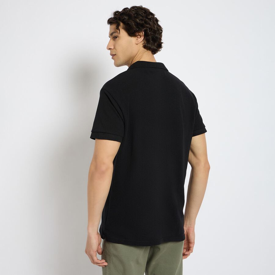 Men's Collared Half Sleeves T-Shirt, Black, large image number null