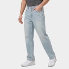 Men's Light Blue Straight Fit Light Wash Jeans, हल्का नीला, small