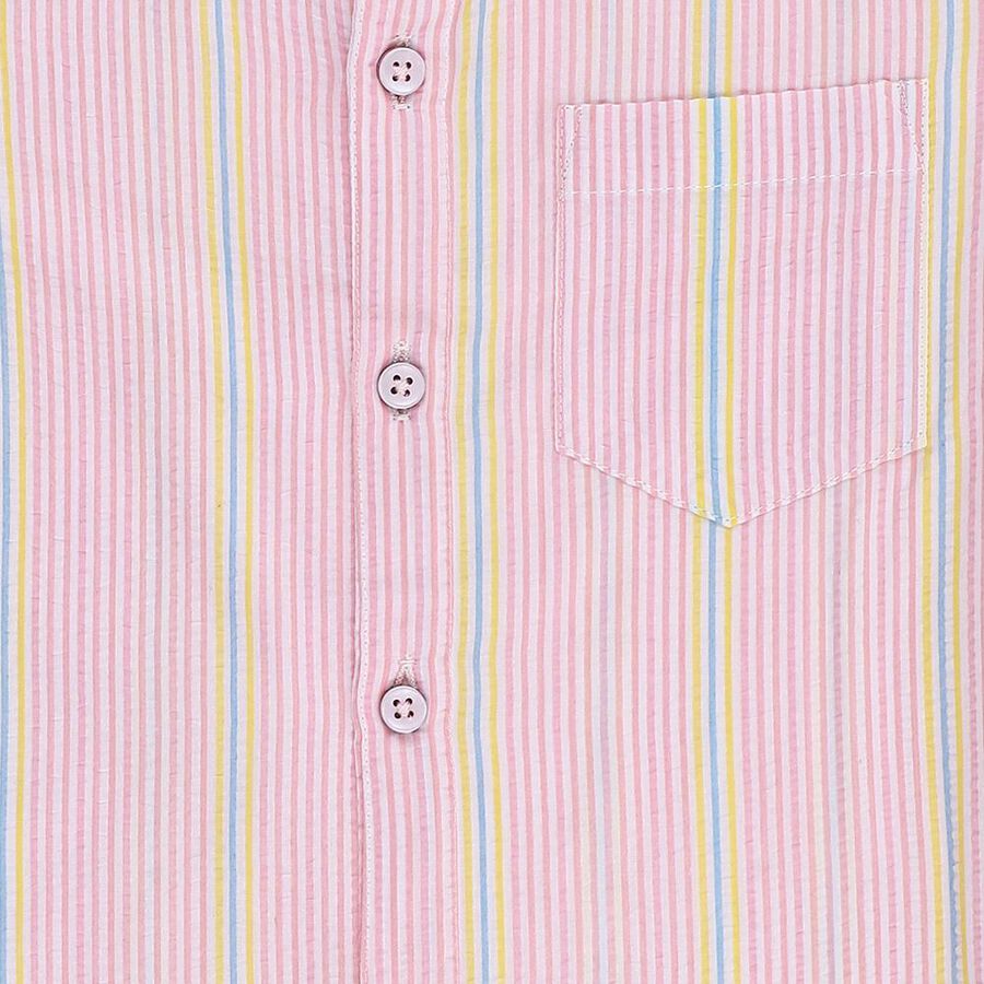 Boys Light Pink Cotton Half Sleeve Classic Collar Casual Shirt, Pink, large image number null