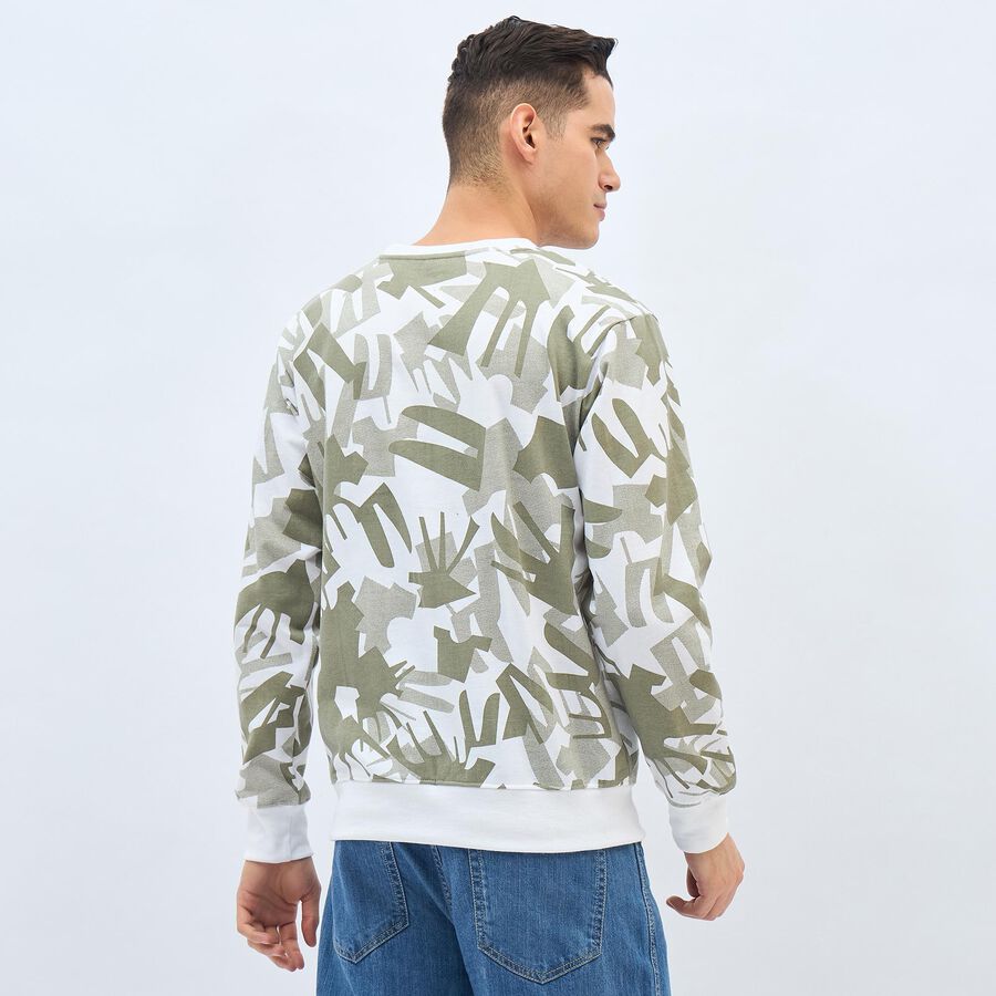 Men's Light Sage Green Crew Neck Casual Sweatshirt, Light Green, large image number null