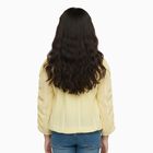 Girls Bright Yellow Decorative Collar Casual T-Shirt, पीला, small