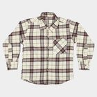 Boys Cream 100% Cotton Checked Shirt, ऑफ व्हाइट, small