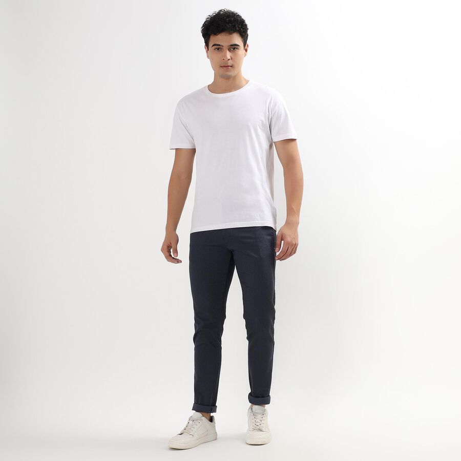 Men's Slim Fit Casual Trousers , नेवी ब्लू, large image number null