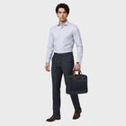 Men's Navy Blue Slim Fit Flat-Front Formal Trousers, Navy Blue, small