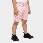 Girls' Pink Regular Fit Checkered Floral Shorts, हल्का गुलाबी, small