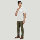 Men's White Cotton Polo Neck Geometric Polo T-Shirt, सफ़ेद, small