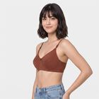 Women's Brown Cotton Blend Regular T-Shirt Bra, Brown, small