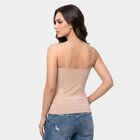 Women Brown Cotton Blend Scoop Neck Camisole Slips, Brown, small