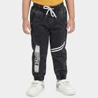 Boys' Dark Grey Charcoal Jogger Fit Printed Jeans, Dark Grey, small