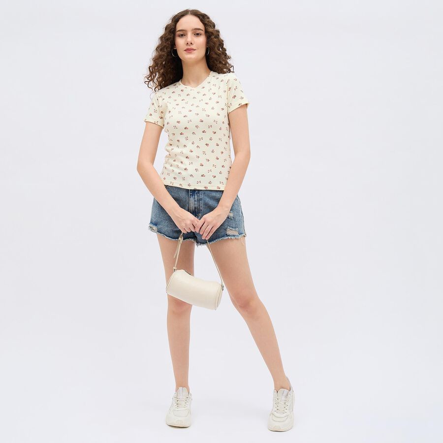 Ladies' Round Neck T-Shirt , Off White, large image number null