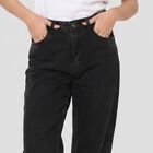 Women's Black Straight Fit Washed Jeans, काला, small