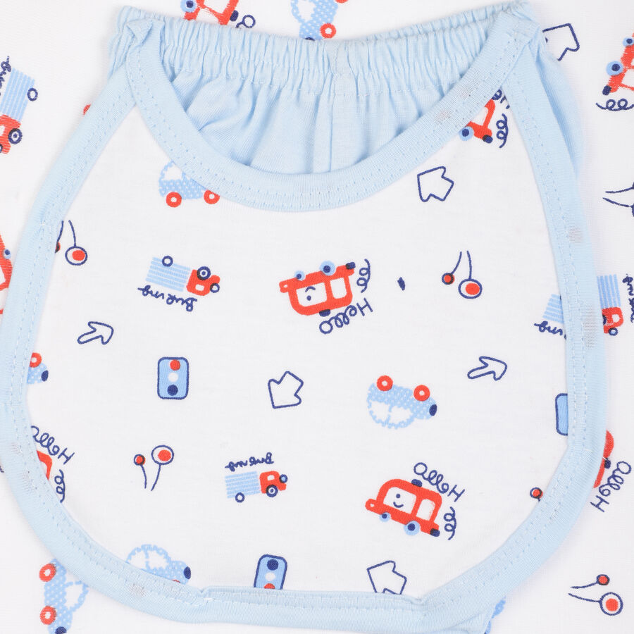 Infants Printed Cotton Baby Gift Set, Light Blue, large image number null