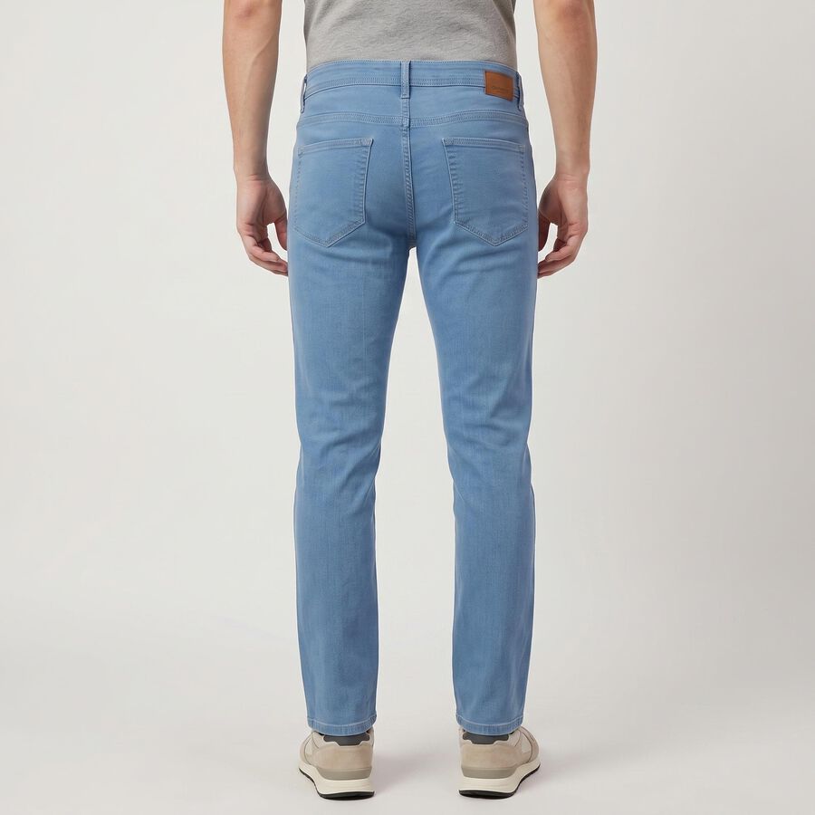 Men's Light Blue Slim Fit Solid Jeans, हल्का नीला, large