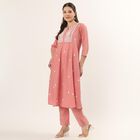 Women's Pink Floral Printed Ethnic Set, हल्का गुलाबी, small