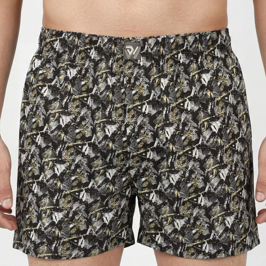 Men's Grey Regular Fit Solid Boxers, गहरा ग्रे, large