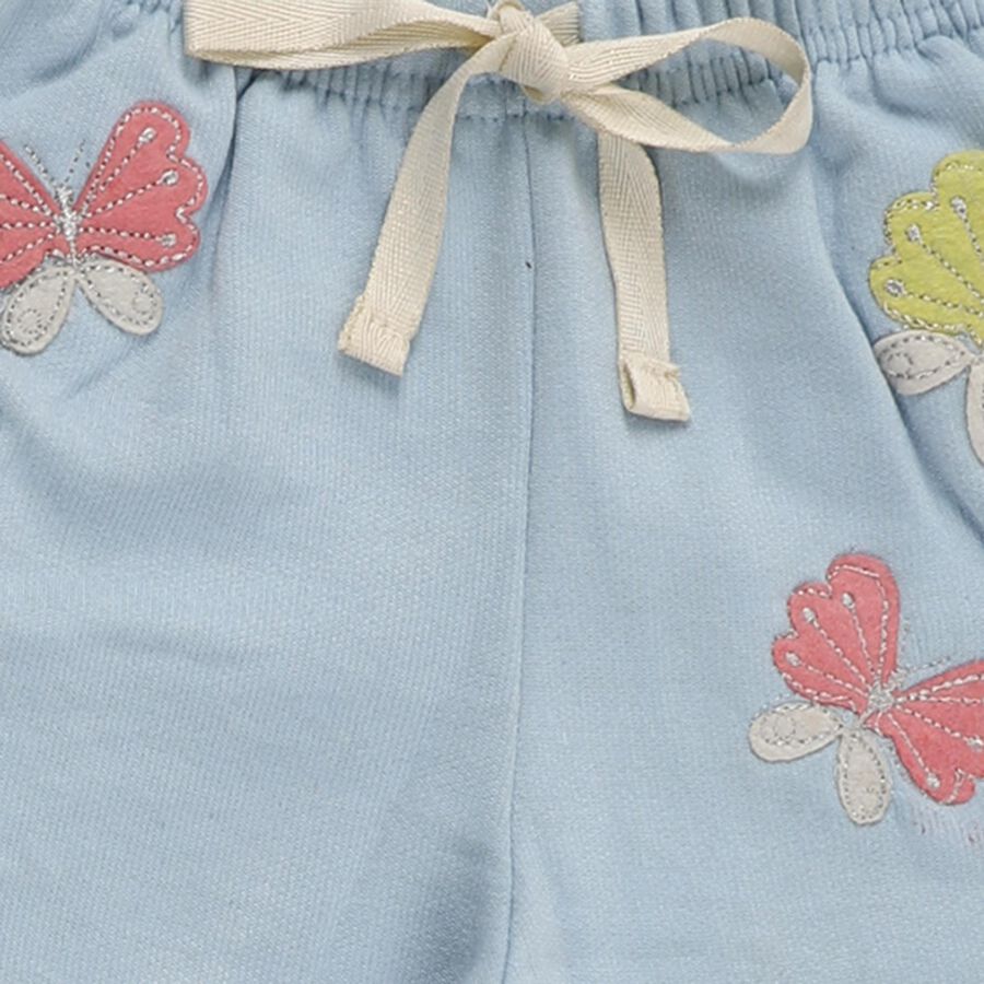 Girls' Light Sky Blue Butterfly Printed Elastic Waist Pyjama, हल्का नीला, large image number null